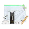 SG Education Pouch Bag with Clutch Pencil Compass, Clips & SG Set Square (0 at Edge) SG Education