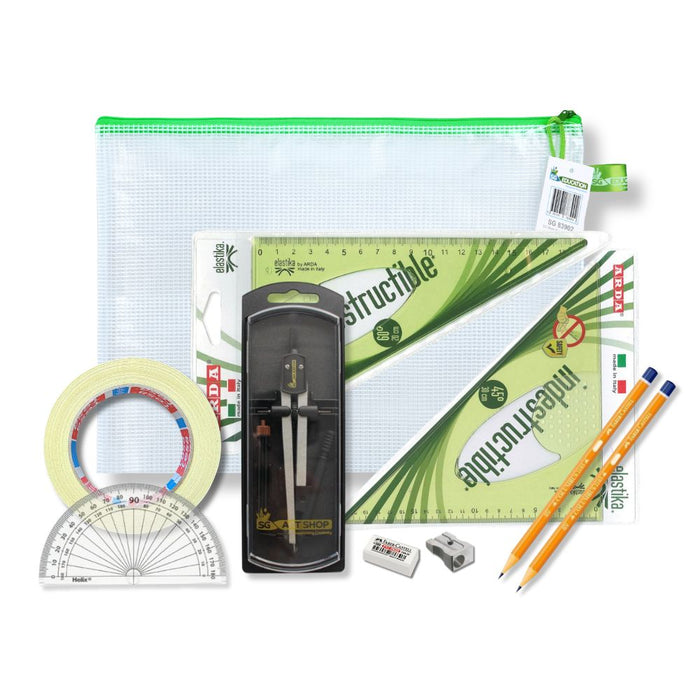 SG Education Pouch Bag with Clutch Pencil Compass, Tape & Elastika SG Education