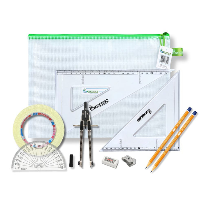SG Education Pouch Bag with Tape & SG Set Square SG Education