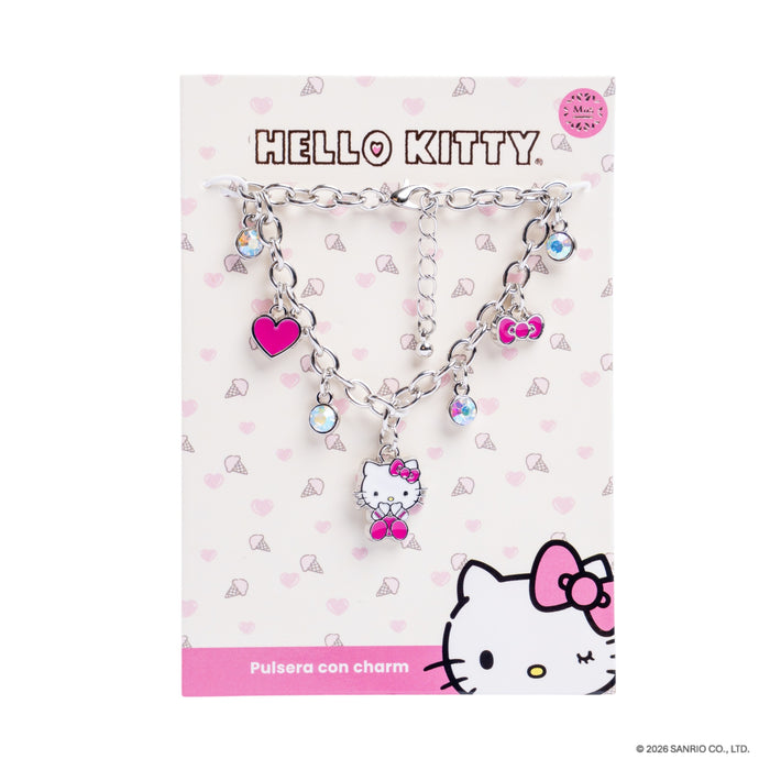 Pulsera charms kitty plateado