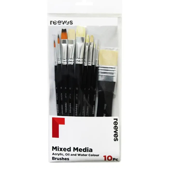 Reeves Reeves Mixed Media Brush Set Short Handle 10 Pack SG Education