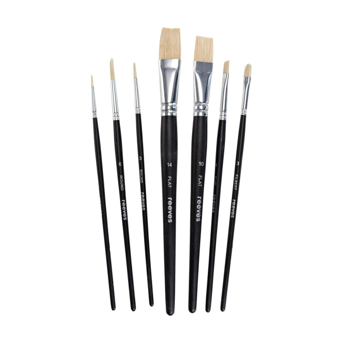 Reeves Reeves Oil Brush Set Long Handle 7 Pack SG Education