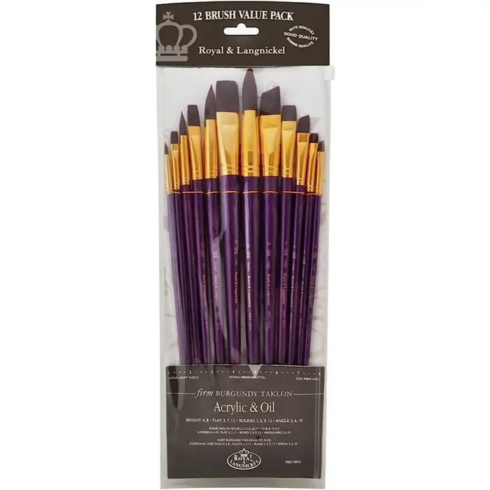 Royal & Langnickel Royal & Langnickel Long Handle Frim Brush Burgundy Set SG Education