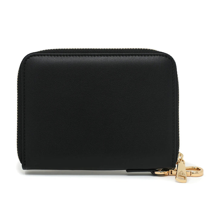 Anti-theft RFID blocking Passport Wallet in black and gold hardware - back view