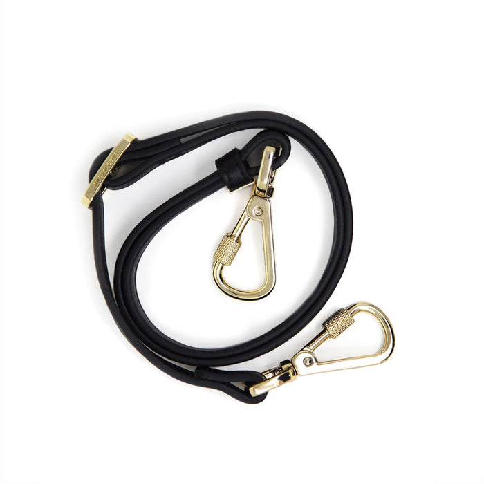Slash Resistant Locking Faux Leather Black Gold Short Strap