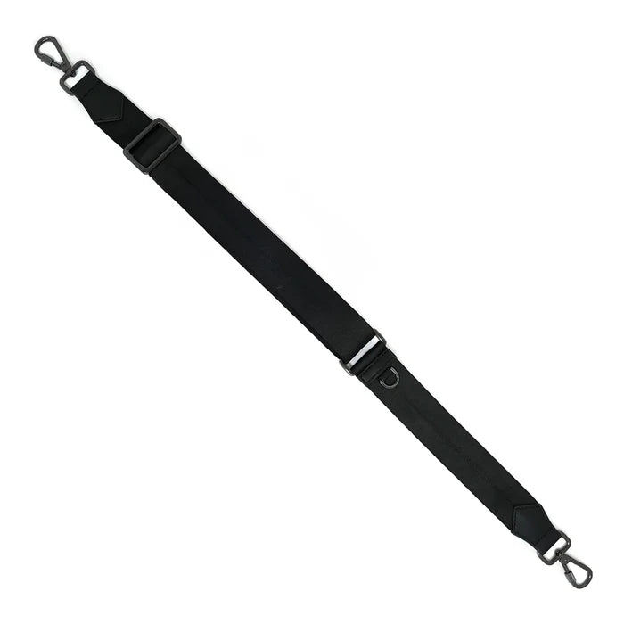 Anti-theft Slash-resistant nylon jacquard strap in black with gunmetal hardware with locking clasps in medium length