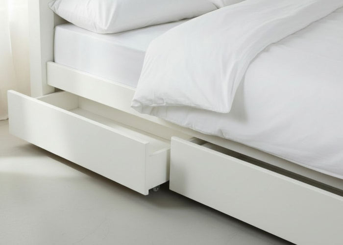Solid Pine Underbed Storage Drawers, Painted White