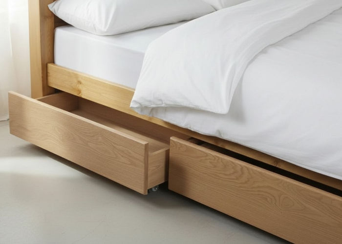 Solid Pine Underbed Storage Drawers in Oak Stain
