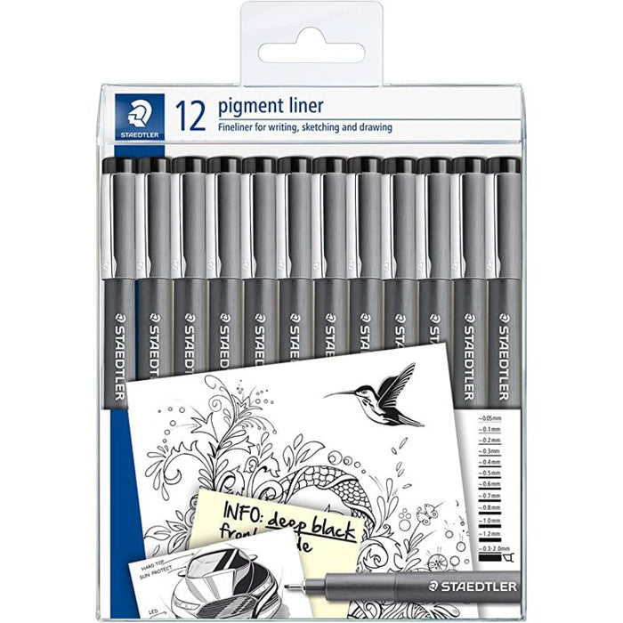 Staedtler Staedtler Pigment Liners 12 Pack Assorted Sizes SG Education