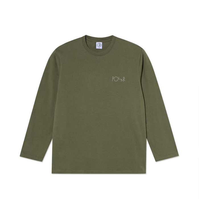 Steve LS Tee | Stroke Logo - Army Green