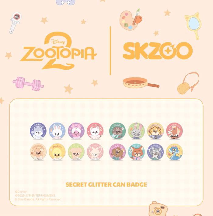 stray kids zootopia skzoo secret glitter can badge