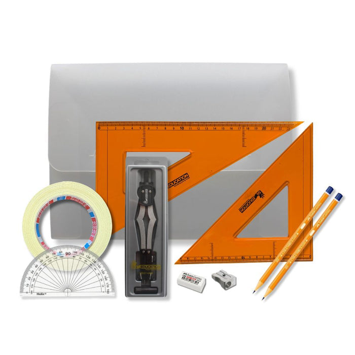 SG Education Strong Poly Box with 2 Part Compass, Tape & SG Strong Set Square SG Education