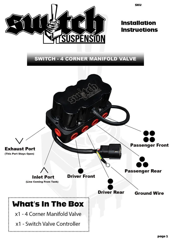 Switch Suspension 4 Corner Manifold Valve