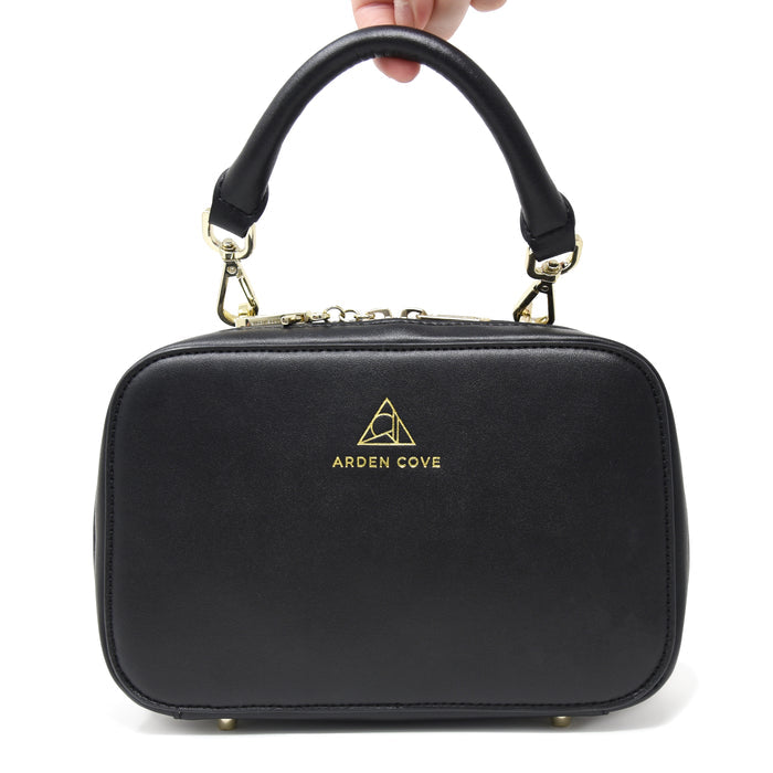 Faux leather rolled top handle on top of Anti-theft Elise Crossbody