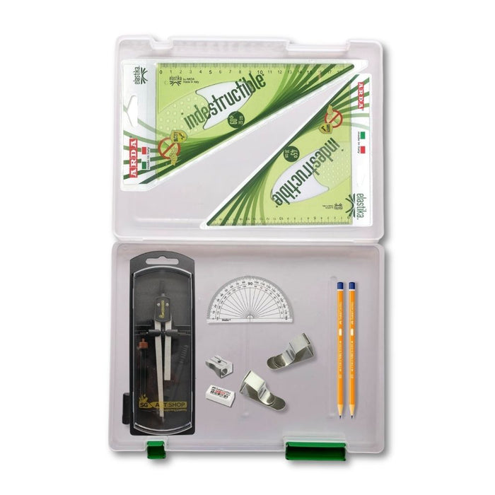 SG Education Tuff Box with Clutch Pencil Compass, Tape & Elastika Set Square SG Education