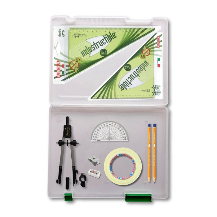SG Education Tuff Box with Pen Holder Compass, Tape & Elastika Set Square SG Education