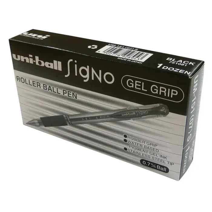 Uni-ball Uniball Signo UM-151 Gel Grip Black 12 Pack SG Education