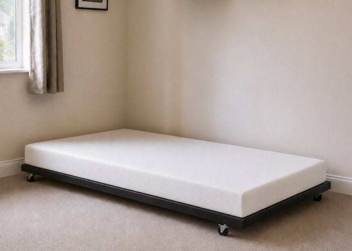 Walton Black Trundle Bed on Castors with Mattress