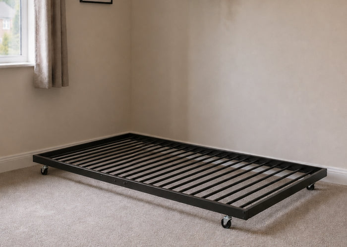 Walton Black Trundle Bed on Castors with Reinforced Slats