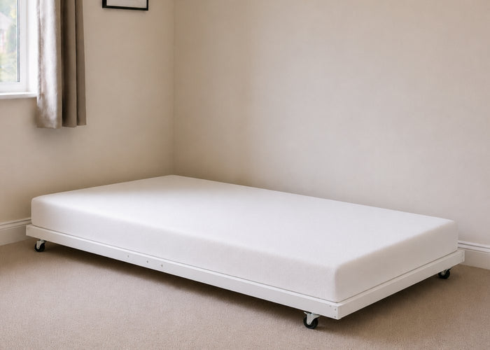 Walton White Trundle Bed on Castors with Mattress