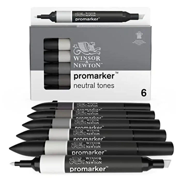 Winsor & Newton W&N Promarker Cool Greys Neutral Tones 6 Pack SG Education