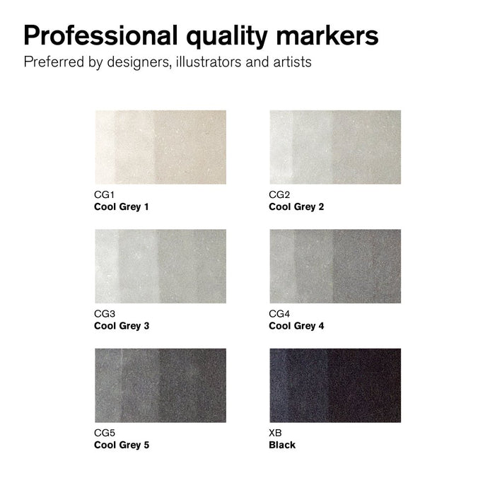 Winsor & Newton W&N Promarker Cool Greys Neutral Tones 6 Pack SG Education