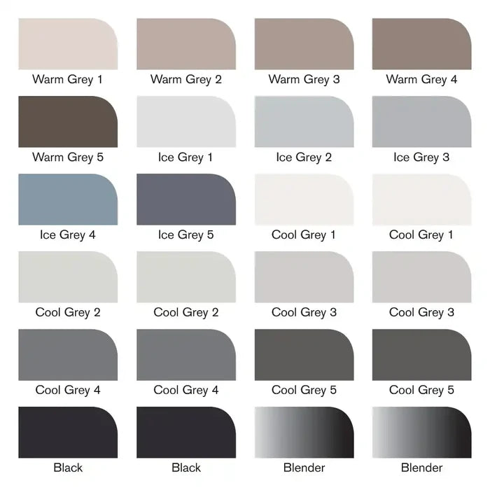 Winsor & Newton W&N Promarker Grey & Black Tones Wallet 24 Set SG Education