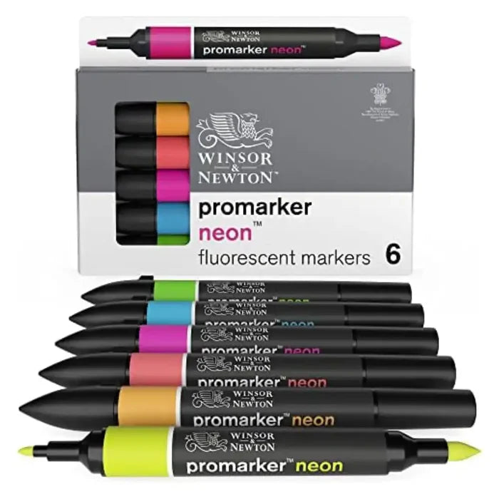 Winsor & Newton W&N Promarker Neon Fluorescent Shades 6 Pack SG Education