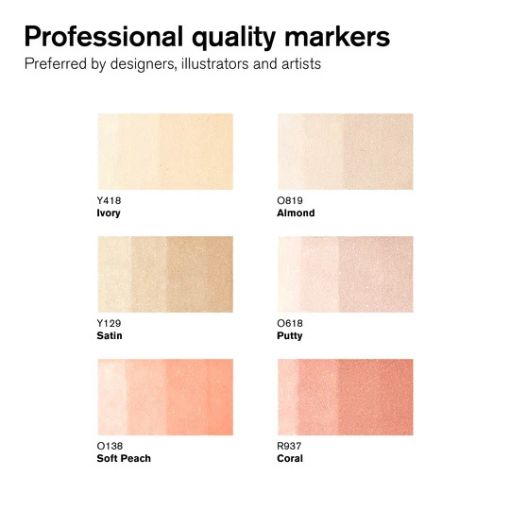 Winsor & Newton W&N Promarker Skin Tones 6 Pack SG Education