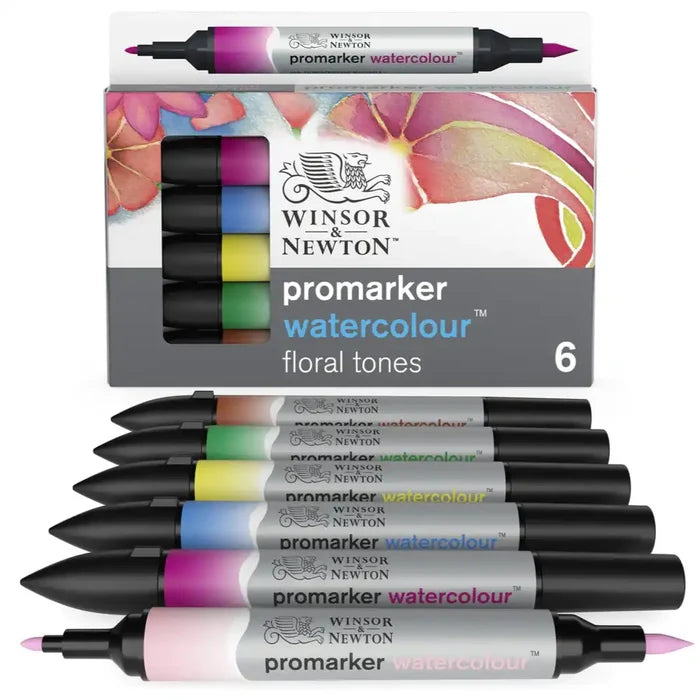 Winsor & Newton W&N Watercolour Marker Assorted Floral Tones 6 Packs SG Education