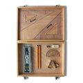 SG Education Wooden Box with 2 Part Compass, Clips & SG Set Square SG Education