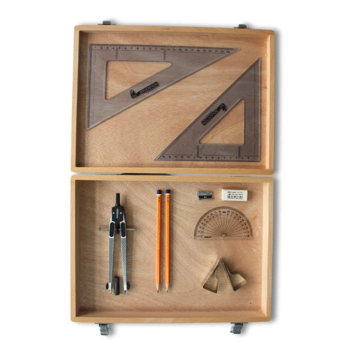 SG Education Wooden Box with Clips & SG Set Square (0 at Edge) SG Education