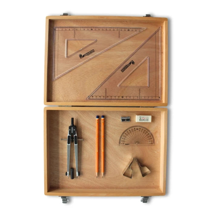 SG Education Wooden Box with Clips & SG Set Square SG Education