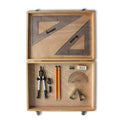 SG Education Wooden Box with Pen Holder Compass, Clips & Set Square Set Square (0 at Edge) SG Education