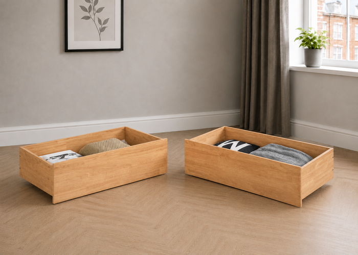 Wooden Underbed Storage Drawers in Oak